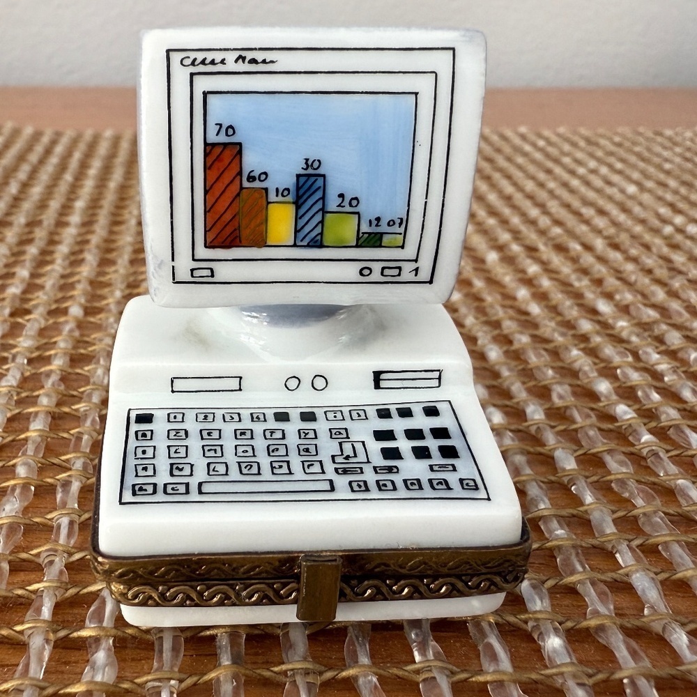 Limoges Rochard Trinket Box – Vintage Computer, Hand-Painted in France